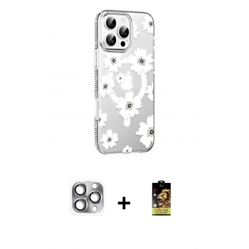 MARSİLYAN™- iPhone 16 Pro Max Kılıf Yörünge Işık Prime - Siyah Buffer Cam Ekran Koruyucu + Pers Alüminyum Kamera Lens - GI
