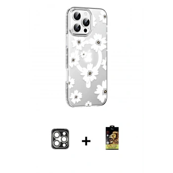 MARSİLYAN™- iPhone 16 Pro Max Kılıf Yörünge Işık Prime - Siyah Buffer Cam Ekran Koruyucu + PVD Metal Kamera Lens - GS