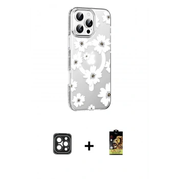 MARSİLYAN™- iPhone 16 Pro Max Kılıf Yörünge Işık Prime - Siyah Buffer Cam Ekran Koruyucu + PVD Metal Kamera Lens - SH