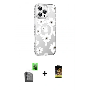 MARSİLYAN™- iPhone 16 Pro Max Kılıf Yörünge Işık Prime - Siyah Buffer Cam Ekran Koruyucu + Raze Metal Kamera Lens - SH
