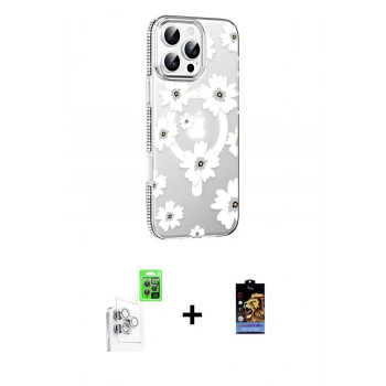 MARSİLYAN™- iPhone 16 Pro Max Kılıf Yörünge Işık Prime - Siyah Buffer Hayalet Cam Ekran Koruyucu + Raze Metal Kamera Lens - BZ