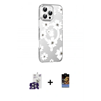 MARSİLYAN™- iPhone 16 Pro Max Kılıf Yörünge Işık Prime - Siyah Buffer Hayalet Cam Ekran Koruyucu + Bilvis Titan Kamera Lens - TMGI