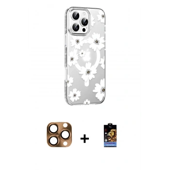 MARSİLYAN™- iPhone 16 Pro Max Kılıf Yörünge Işık Prime - Siyah Buffer Hayalet Cam Ekran Koruyucu + Pers Alüminyum Kamera Lens - CLTM
