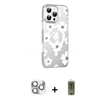 MARSİLYAN™- iPhone 16 Pro Max Kılıf Yörünge Işık Prime - Siyah Joko Magic 5D Hayalet Cam + Pers Alüminyum Kamera Lens - GS
