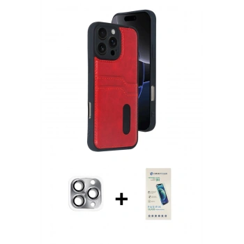 MARSİLYAN™- iPhone 16 Pro Max Kılıf Yörünge Işık Serisi - Şeffaf Pasifik Cam Ekran Koruyucu + Pers Alüminyum Kamera Lens - GI