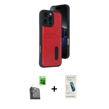 MARSİLYAN™- iPhone 16 Pro Max Kılıf Yörünge Işık Serisi - Şeffaf Pasifik Cam Ekran Koruyucu + Raze Metal Kamera Lens - SH