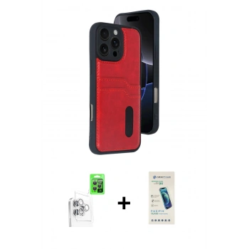 MARSİLYAN™- iPhone 16 Pro Max Kılıf Yörünge Işık Serisi - Şeffaf Pasifik Cam Ekran Koruyucu + Raze Metal Kamera Lens - BZ