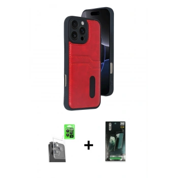 MARSİLYAN™- iPhone 16 Pro Max Kılıf Yörünge Işık Serisi - Siyah 360 Mat Full Body Arka Koruyucu + Raze Metal Kamera Lens - SH