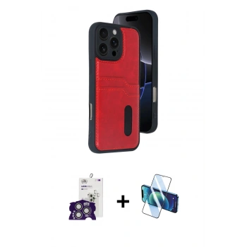 MARSİLYAN™- iPhone 16 Pro Max Kılıf Yörünge Işık Serisi - Siyah 3D Antistatik Cam Ekran Koruyucu + Bilvis Titan Kamera Lens - GS