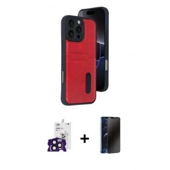 MARSİLYAN™- iPhone 16 Pro Max Kılıf Yörünge Işık Serisi - Siyah 3D Antistatik Hayalet Cam Ekran Koruyucu + Bilvis Titan Kamera Lens - SH