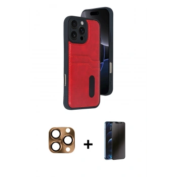 MARSİLYAN™- iPhone 16 Pro Max Kılıf Yörünge Işık Serisi - Siyah 3D Antistatik Hayalet Cam Ekran Koruyucu + Pers Alüminyum Kamera Lens - CLTM