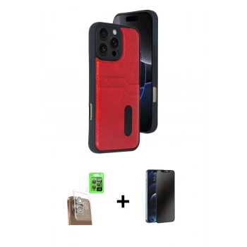 MARSİLYAN™- iPhone 16 Pro Max Kılıf Yörünge Işık Serisi - Siyah 3D Antistatik Hayalet Cam Ekran Koruyucu + Raze Metal Kamera Lens - CLTM