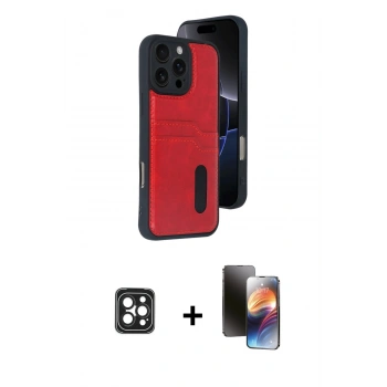 MARSİLYAN™- iPhone 16 Pro Max Kılıf Yörünge Işık Serisi - Siyah 3D Antistatik Mat Seramik Nano Ekran Koruyucu + PVD Metal Kamera Lens - SH