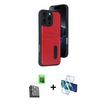 MARSİLYAN™- iPhone 16 Pro Max Kılıf Yörünge Işık Serisi - Siyah 3D Antistatik Seramik Nano Ekran Koruyucu + Raze Metal Kamera Lens - SH