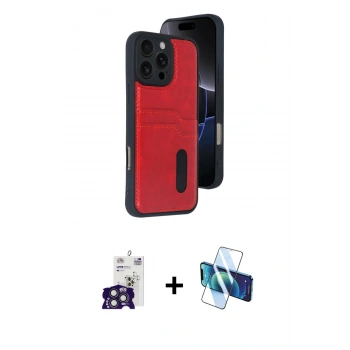 MARSİLYAN™- iPhone 16 Pro Max Kılıf Yörünge Işık Serisi - Siyah 3D Antistatik Seramik Nano Ekran Koruyucu + Bilvis Titan Kamera Lens - TMGI