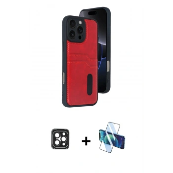 MARSİLYAN™- iPhone 16 Pro Max Kılıf Yörünge Işık Serisi - Siyah 3D Antistatik Seramik Nano Ekran Koruyucu + PVD Metal Kamera Lens - SH