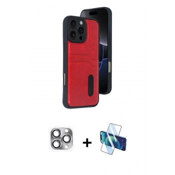 MARSİLYAN™- iPhone 16 Pro Max Kılıf Yörünge Işık Serisi - Siyah 3D Antistatik Seramik Nano Ekran Koruyucu + Pers Alüminyum Kamera Lens - GI