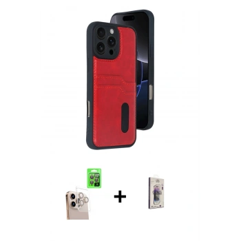 MARSİLYAN™- iPhone 16 Pro Max Kılıf Yörünge Işık Serisi - Siyah Bilvis 3D Cam Ekran Koruyucu + Raze Metal Kamera Lens - NLGY