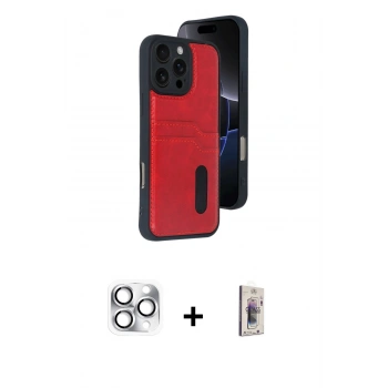 MARSİLYAN™- iPhone 16 Pro Max Kılıf Yörünge Işık Serisi - Siyah Bilvis 3D Cam Ekran Koruyucu + Pers Alüminyum Kamera Lens - GS