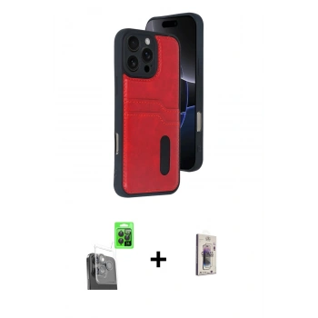 MARSİLYAN™- iPhone 16 Pro Max Kılıf Yörünge Işık Serisi - Siyah Bilvis 3D Cam Ekran Koruyucu + Raze Metal Kamera Lens - SH