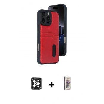 MARSİLYAN™- iPhone 16 Pro Max Kılıf Yörünge Işık Serisi - Siyah Bilvis 3D Cam Ekran Koruyucu + PVD Metal Kamera Lens - SH