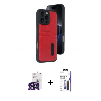 MARSİLYAN™- iPhone 16 Pro Max Kılıf Yörünge Işık Serisi - Siyah Bilvis 3X AR Hayalet Cam Ekran Koruyucu + Bilvis Titan Kamera Lens - SH