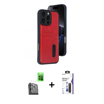 MARSİLYAN™- iPhone 16 Pro Max Kılıf Yörünge Işık Serisi - Siyah Bilvis 3X AR Hayalet Cam Ekran Koruyucu + Raze Metal Kamera Lens - SH