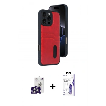 MARSİLYAN™- iPhone 16 Pro Max Kılıf Yörünge Işık Serisi - Siyah Bilvis 3X AR HD Cam Ekran Koruyucu + Bilvis Titan Kamera Lens - TMGI