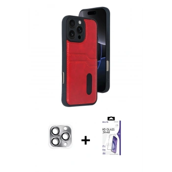 MARSİLYAN™- iPhone 16 Pro Max Kılıf Yörünge Işık Serisi - Siyah Bilvis 3X AR HD Cam Ekran Koruyucu + Pers Alüminyum Kamera Lens - GI