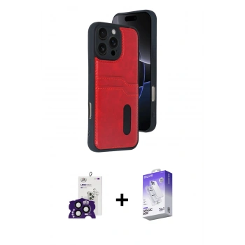 MARSİLYAN™- iPhone 16 Pro Max Kılıf Yörünge Işık Serisi - Siyah Bilvis 5in1 3D Magic Cam Ekran Koruyucu + Bilvis Titan Kamera Lens - SH
