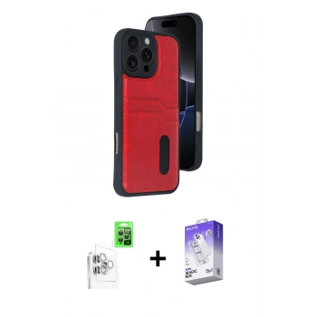 MARSİLYAN™- iPhone 16 Pro Max Kılıf Yörünge Işık Serisi - Siyah Bilvis 5in1 3D Magic Cam Ekran Koruyucu + Raze Metal Kamera Lens - BZ
