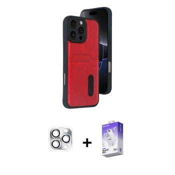 MARSİLYAN™- iPhone 16 Pro Max Kılıf Yörünge Işık Serisi - Siyah Bilvis 5in1 3D Magic Cam Ekran Koruyucu + Pers Alüminyum Kamera Lens - GS