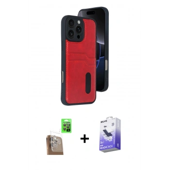 MARSİLYAN™- iPhone 16 Pro Max Kılıf Yörünge Işık Serisi - Siyah Bilvis 5in1 5D Magic Hayalet Cam Ekran Koruyucu + Raze Metal Kamera Lens - CLTM