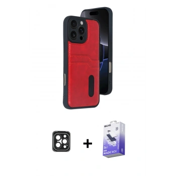 MARSİLYAN™- iPhone 16 Pro Max Kılıf Yörünge Işık Serisi - Siyah Bilvis 5in1 5D Magic Hayalet Cam Ekran Koruyucu + PVD Metal Kamera Lens - SH