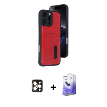 MARSİLYAN™- iPhone 16 Pro Max Kılıf Yörünge Işık Serisi - Siyah Bilvis 5in1 5D Magic Hayalet Cam Ekran Koruyucu + PVD Metal Kamera Lens - GD