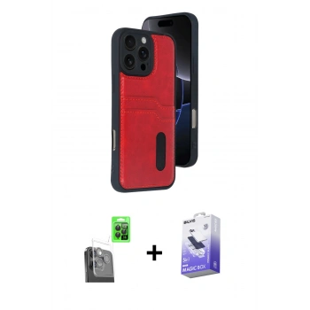 MARSİLYAN™- iPhone 16 Pro Max Kılıf Yörünge Işık Serisi - Siyah Bilvis 5in1 5D Magic Hayalet Cam Ekran Koruyucu + Raze Metal Kamera Lens - SH