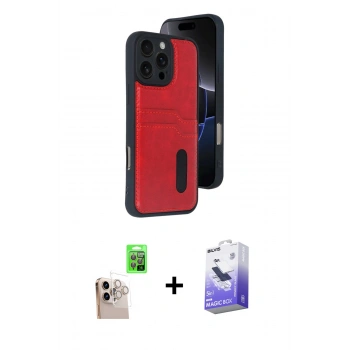 MARSİLYAN™- iPhone 16 Pro Max Kılıf Yörünge Işık Serisi - Siyah Bilvis 5in1 5D Magic Hayalet Cam Ekran Koruyucu + Raze Metal Kamera Lens - NLGY
