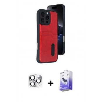 MARSİLYAN™- iPhone 16 Pro Max Kılıf Yörünge Işık Serisi - Siyah Bilvis 5in1 5D Magic Hayalet Cam Ekran Koruyucu + Pers Alüminyum Kamera Lens - GS