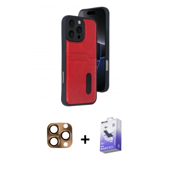 MARSİLYAN™- iPhone 16 Pro Max Kılıf Yörünge Işık Serisi - Siyah Bilvis 5in1 5D Magic Hayalet Cam Ekran Koruyucu + Pers Alüminyum Kamera Lens - CLTM