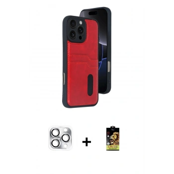 MARSİLYAN™- iPhone 16 Pro Max Kılıf Yörünge Işık Serisi - Siyah Buffer Cam Ekran Koruyucu + Pers Alüminyum Kamera Lens - GS
