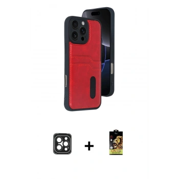 MARSİLYAN™- iPhone 16 Pro Max Kılıf Yörünge Işık Serisi - Siyah Buffer Cam Ekran Koruyucu + PVD Metal Kamera Lens - SH