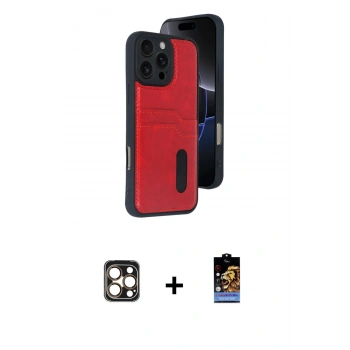MARSİLYAN™- iPhone 16 Pro Max Kılıf Yörünge Işık Serisi - Siyah Buffer Hayalet Cam Ekran Koruyucu + PVD Metal Kamera Lens - GD