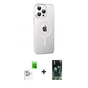 MARSİLYAN™- iPhone 16 Pro Max Kılıf Yörünge Koleksiyonu - Siyah 360 Mat Full Body Arka Koruyucu + Raze Metal Kamera Lens - BZ