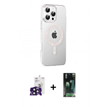 MARSİLYAN™- iPhone 16 Pro Max Kılıf Yörünge Koleksiyonu - Siyah 360 Mat Full Body Arka Koruyucu + Bilvis Titan Kamera Lens - SH