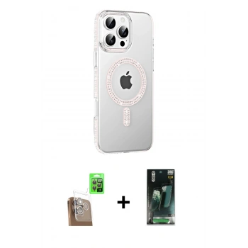 MARSİLYAN™- iPhone 16 Pro Max Kılıf Yörünge Koleksiyonu - Siyah 360 Mat Full Body Arka Koruyucu + Raze Metal Kamera Lens - CLTM