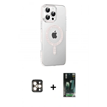 MARSİLYAN™- iPhone 16 Pro Max Kılıf Yörünge Koleksiyonu - Siyah 360 Mat Full Body Arka Koruyucu + PVD Metal Kamera Lens - GD