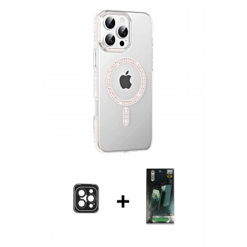 MARSİLYAN™- iPhone 16 Pro Max Kılıf Yörünge Koleksiyonu - Siyah 360 Mat Full Body Arka Koruyucu + PVD Metal Kamera Lens - SH