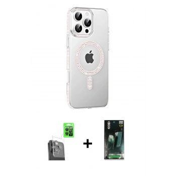 MARSİLYAN™- iPhone 16 Pro Max Kılıf Yörünge Koleksiyonu - Siyah 360 Mat Full Body Arka Koruyucu + Raze Metal Kamera Lens - SH