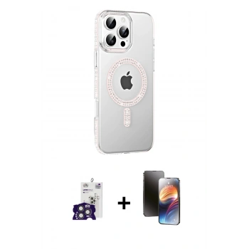 MARSİLYAN™- iPhone 16 Pro Max Kılıf Yörünge Koleksiyonu - Siyah 3D Antistatik Mat Seramik Nano Ekran Koruyucu + Bilvis Titan Kamera Lens - TMGI