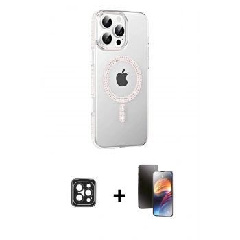 MARSİLYAN™- iPhone 16 Pro Max Kılıf Yörünge Koleksiyonu - Siyah 3D Antistatik Mat Seramik Nano Ekran Koruyucu + PVD Metal Kamera Lens - SH